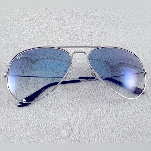 Ray Ban Aviator Gradient Glasses RB3025 16-135-2N Silver Frames - Picture 2 of 7
